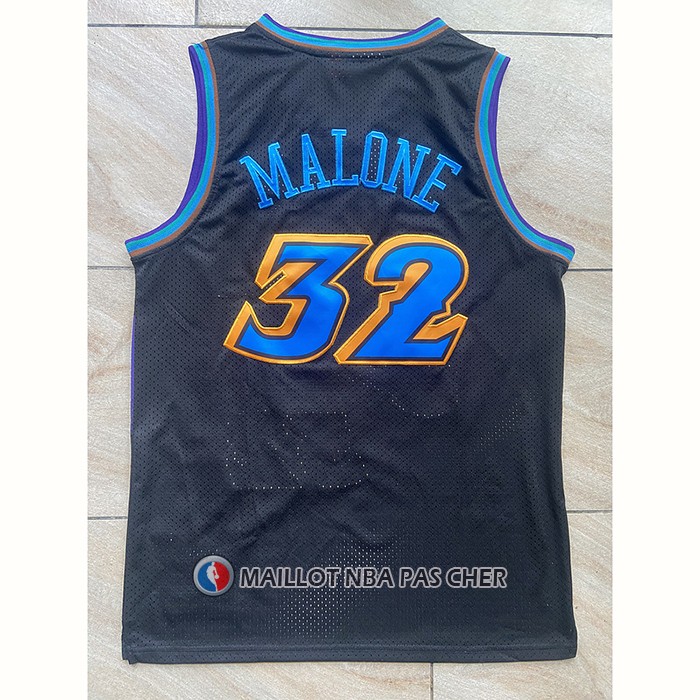Maillot Utah Jazz Karl Malone NO 32 Mitchell & Ness 1996-97 Noir